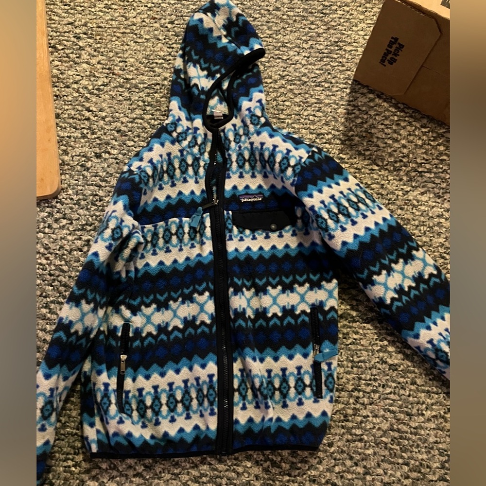 Zip-up Patagonia fleece.